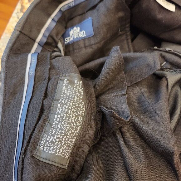 Stafford Like New Gray Dress Pants 30 x 30 Pleated Cuffed - Picture 3 of 6